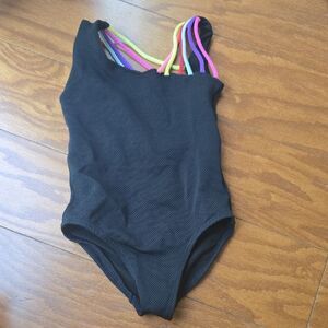Peixoto Black Bodysuit with Vibrant Straps